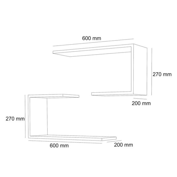 Homemania Wandregal-Set J2 60x20x27 cm Walnuss