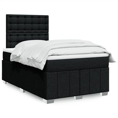 vidaXL Boxspringbett mit Matratze Schwarz 120x200 cm Stoff