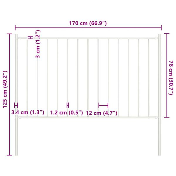vidaXL Zaunelement Woerden mit Pfosten Stahl 1,7 x 0,75 m Wei&szlig;