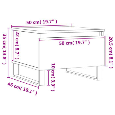 vidaXL Couchtisch Grau Sonoma 50x46x35 cm Holzwerkstoff