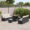 vidaXL Garten-Sofa-Set mit Speicher 9 pcs Schwarz Poly Rattan