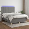 vidaXL Boxspringbett mit Matratze & LED Dunkelgrau 140x200 cm Stoff