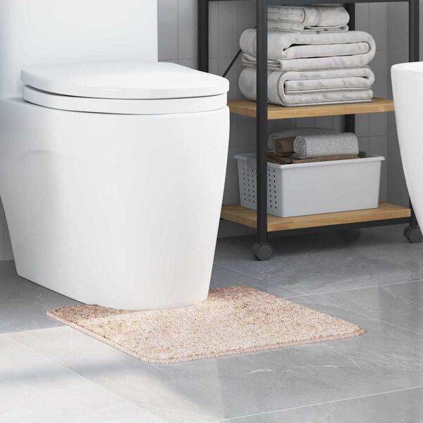 vidaXL Rutschfeste Badematte mit Toilettenausschnitt Creme 50 x 50 cm