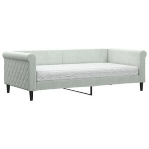 vidaXL Tagesbett mit Matratze Hellgrau 90x190 cm Samt