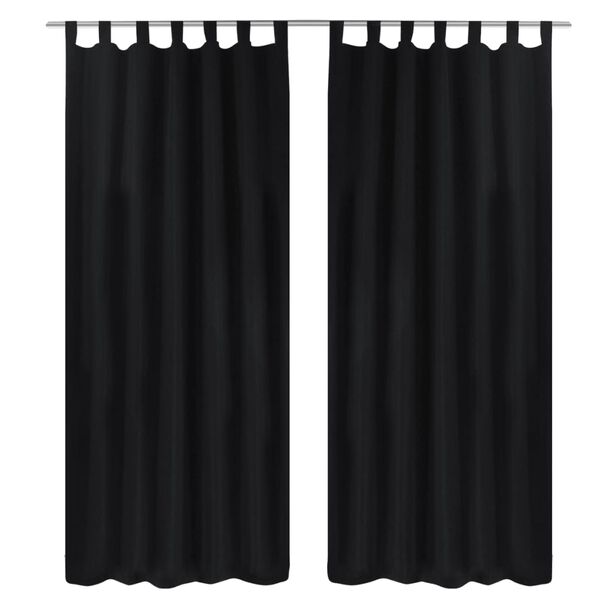 Vorh&auml;nge Gardinen aus Satin 2-teilig 140 x 245 cm Schwarz