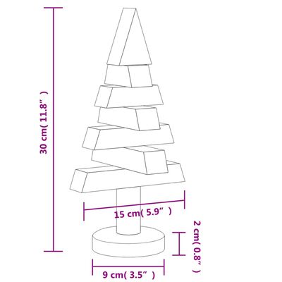 vidaXL Deko-Weihnachtsbäume 2 Stk. Holz 30 cm Massivholz Kiefer