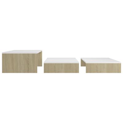 vidaXL Satztisch-Set Weiß und Sonoma-Eiche 100x100x26,5 cm