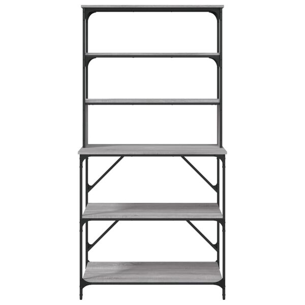 vidaXL Bäckerregal 6 Fächer Grau Sonoma 90x40x180 cm Holzwerkstoff