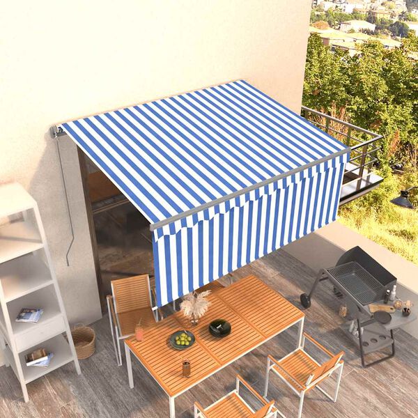 vidaXL Markise Manuell Einziehbar mit Rollo 3,5x2,5m Blau & Wei&szlig;