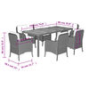 vidaXL 7-tlg. Garten-Essgruppe mit Kissen Grau Poly Rattan