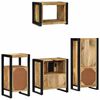 vidaXL Badezimmerm&ouml;bel-Set 4 pcs Braun und Schwarz Massivholz Mango