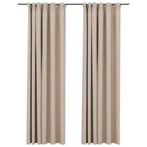 vidaXL Verdunkelungsvorh&auml;nge 2 Stk. Haken Leinenoptik Beige 140x225 cm