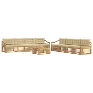vidaXL Outdoor-Sofagarnitur 9 stk. Wei&szlig; und Beige Polyester
