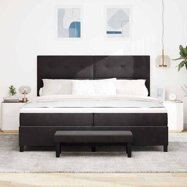 vidaXL Boxspringbett mit Matratze Schwarz 200 x 200 cm Samt