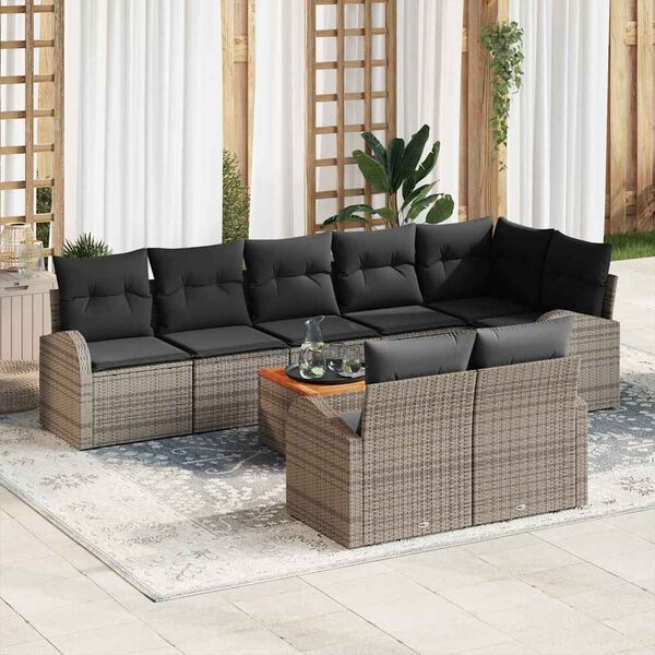 vidaXL Garten-Sofa-Set 9 pcs Grau Poly Rattan