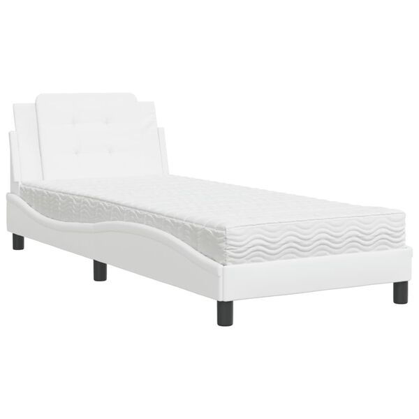 vidaXL Bettgestell ohne Matratze "Zadar" Wei&szlig; 100x200 cm Kunstleder
