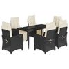 vidaXL 7-tlg. Garten-Essgruppe mit Kissen Schwarz Poly Rattan