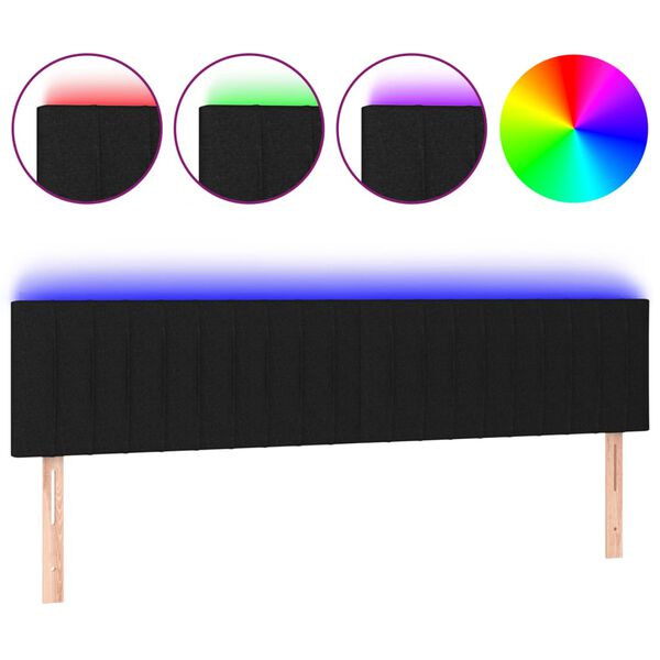 vidaXL LED Kopfteil Schwarz 180x5x78/88 cm Stoff