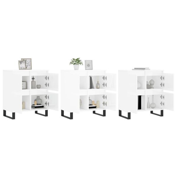 vidaXL Sideboards 3 Stk. Hochglanz-Wei&szlig; Holzwerkstoff