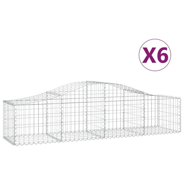 vidaXL Gabionen mit Hochbogen 6 Stk. 200x50x40/60 cm Verzinktes Eisen