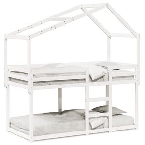 vidaXL Etagenbett mit Dach Wei&szlig; 90x200 cm Massivholz Kiefer