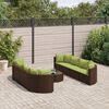 vidaXL 9-tlg. Garten-Sofagarnitur mit Kissen Braun Poly Rattan