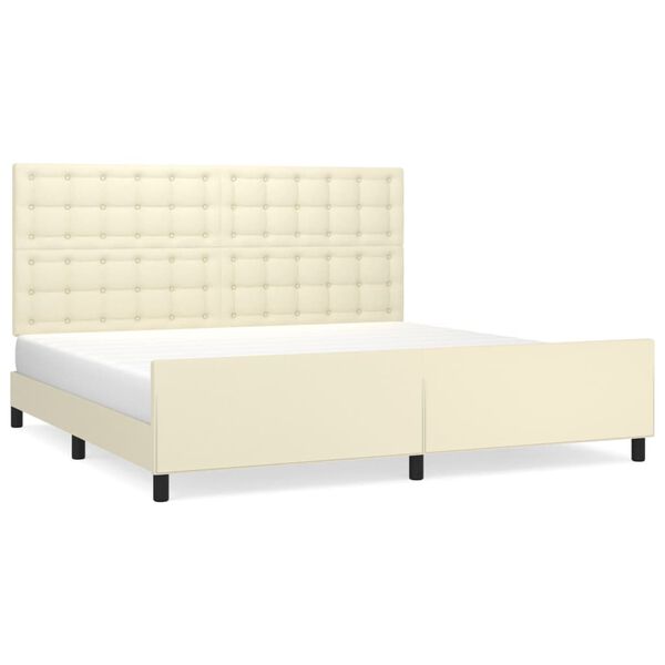 vidaXL Bettgestell mit Kopfteil Creme 200x200 cm Kunstleder