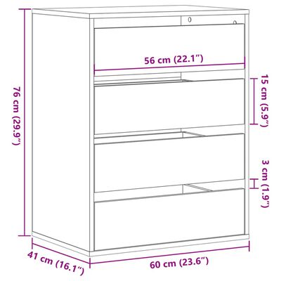 vidaXL Kommode Schwarz 60x41x76 cm Holzwerkstoff