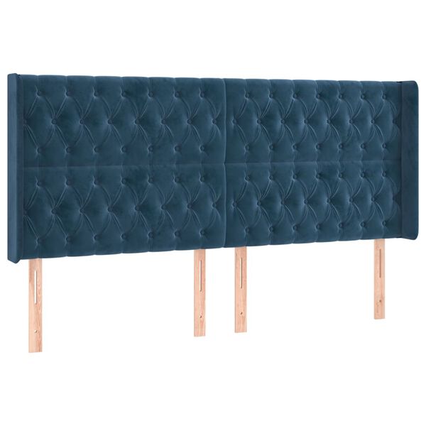 vidaXL LED Kopfteil Dunkelblau 183x16x118/128 cm Samt