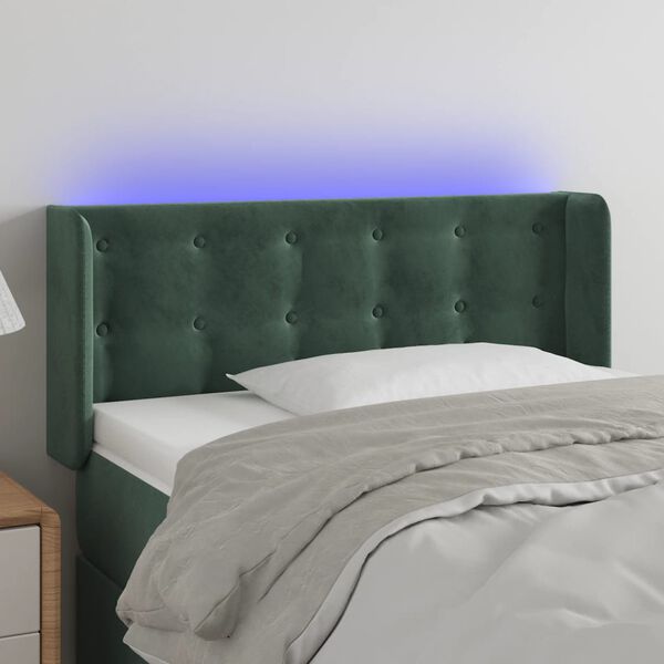 vidaXL LED Kopfteil Dunkelgr&uuml;n 93x16x78/88 cm Samt