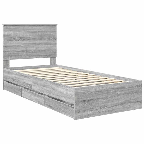 vidaXL Bettrahmen Graues Sonoma 90 x 190 cm Ingenieurs Holz