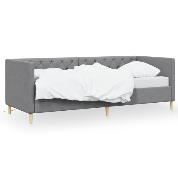 vidaXL Tagesbett USB Hellgrau Stoff 90x200 cm