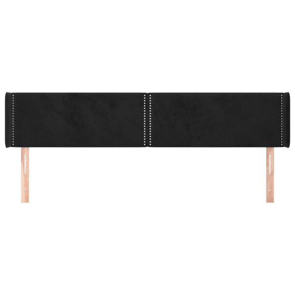 vidaXL Kopfteil mit Ohren Schwarz 183x16x78/88 cm Samt