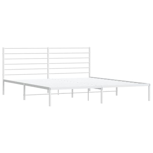 vidaXL Bettgestell mit Kopfteil Metall Wei&szlig; 180x200 cm