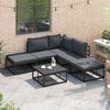 vidaXL Garten-Sofa-Set mit Kissen 5 pcs Schwarz Aluminium