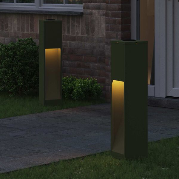 vidaXL Solar LED Wegeleuchte 2 pcs Olive Gr&uuml;n Kalt gewalzter Stahl