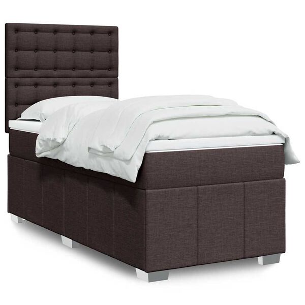 vidaXL Boxspringbett mit Matratze Dunkelbraun 90x200 cm Stoff