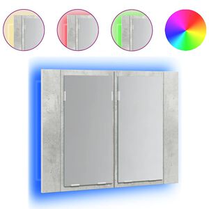 vidaXL LED-Bad-Spiegelschrank Betongrau 60x12x45 cm Acryl