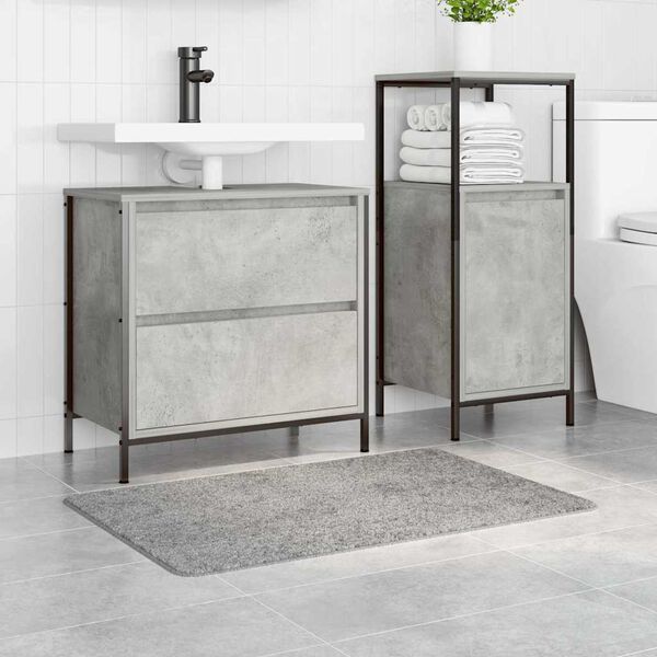 vidaXL Rutschfeste Badmatte Grau 60 x 90 cm PP