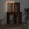 vidaXL Schminktischset mit LED mit Regal 2 pcs Altholz Holzwerkstoff