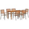 vidaXL Garten Essgruppe 7 pcs Grau Massivholz Akazie
