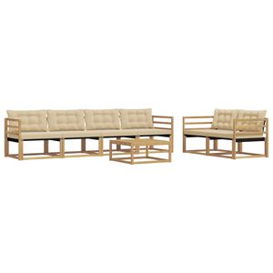 vidaXL Outdoor-Sofagarnitur 7 stk. Wei&szlig; und Beige