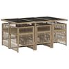 vidaXL 7-tlg. Garten-Essgruppe mit Kissen Beigemischung Poly Rattan