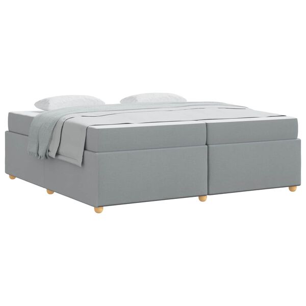 vidaXL Bettrahmen mit Matratze Hellgrau 200 x 200 cm Stoff