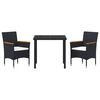 vidaXL Garten Essgruppe mit Kissen 3 pcs Grau Poly-Rattan