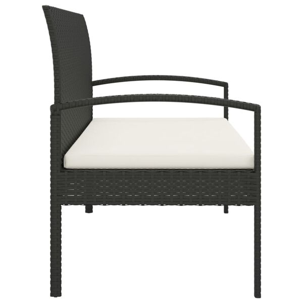 vidaXL Gartenbank mit Kissen Schwarz 105 cm Poly Rattan