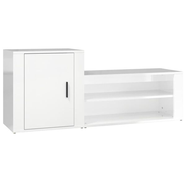 vidaXL Schuhschrank Hochglanz-Wei&szlig; 130x35x54 cm Holzwerkstoff