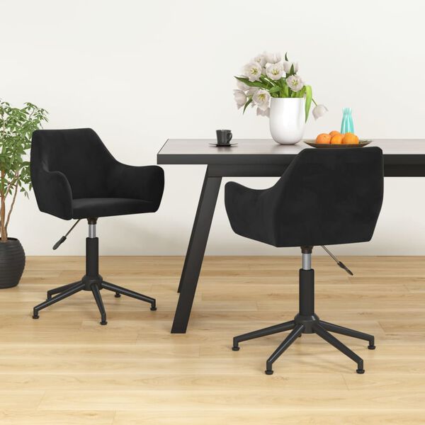 vidaXL Esszimmerst&uuml;hle 2 Stk. Drehbar Schwarz Samt