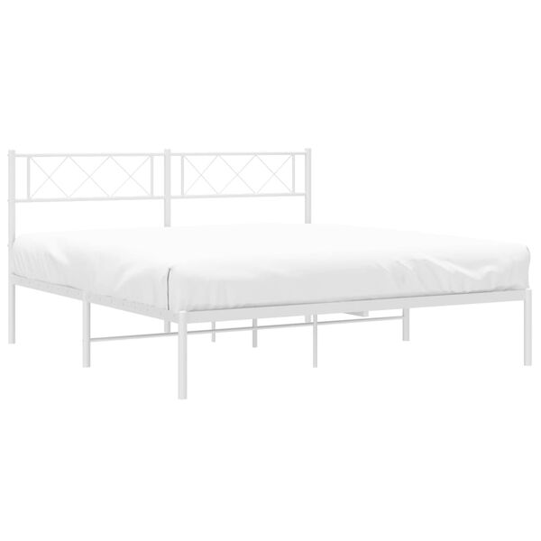 vidaXL Bettgestell mit Kopfteil Metall Wei&szlig; 140x200 cm