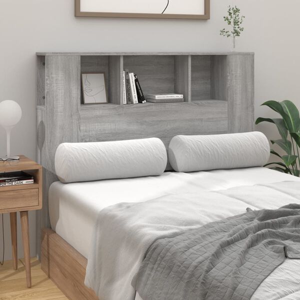 vidaXL Kopfteil mit Ablagen Grau Sonoma 120x18,5x102,5 cm